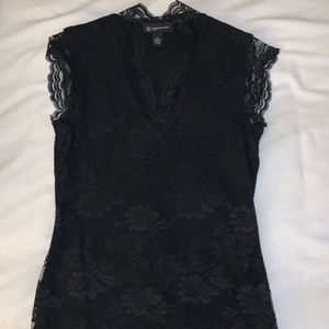 INC International Concepts Black Lace Top